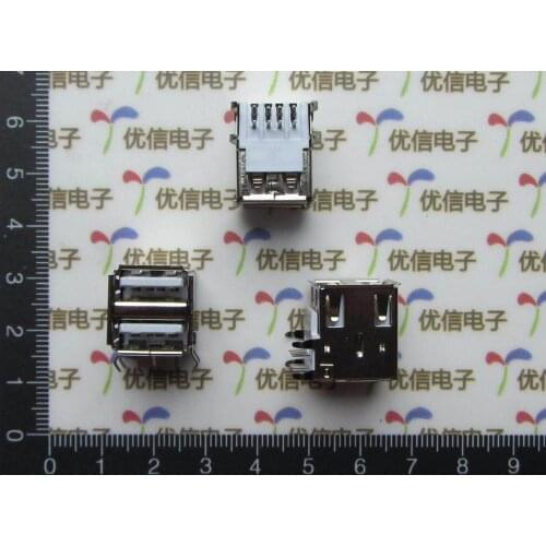 Free shipping 50pcs/lot Double layer USB mother seat USB mother first 90 degrees bend needle excellent electronic fast delive