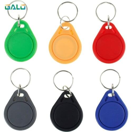 100pcs RFID keyfobs 13.56 MHz keychains NFC tags ISO14443A MF Classic® 1k nfc access control token smart keycard six colors