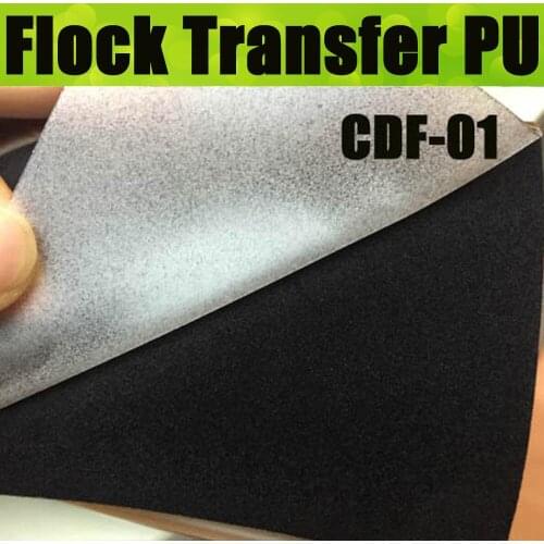 CDF-01 Black Flocking Heat Transfer Vinyl for Garment top quality, flock transfer pu film size:50*100cm/lot with free shipping