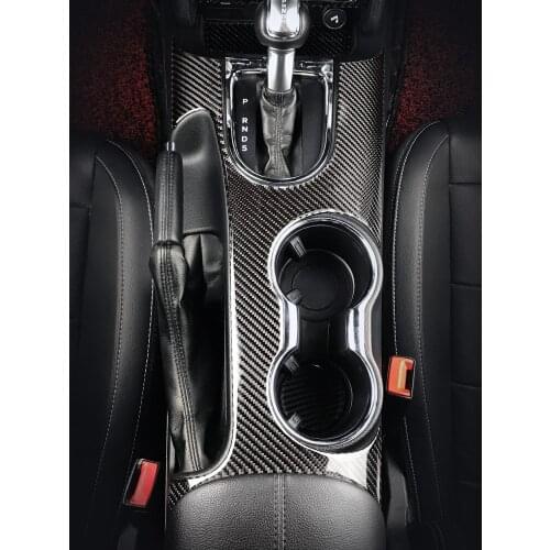 Center Console Gear Shift Box Water Cup Holder Panel Frame Decal Cover Trim Carbon Fiber Accessory for Ford Mustang 2015-2019