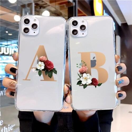 Alphabet Letter Phone Case For iPhone XR 12 11 Pro XS Max X 7 Cases TPU For iPhone 7 6 6S 8 Plus 7Plus SE 2020 Transparent Cover