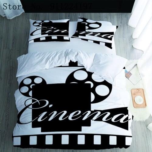Black Film Home Textile Black And White Duvet Cover Pillowcase Bed Sheet Comforter Bedding Sets 2/3pcs Single Double Bed Linen