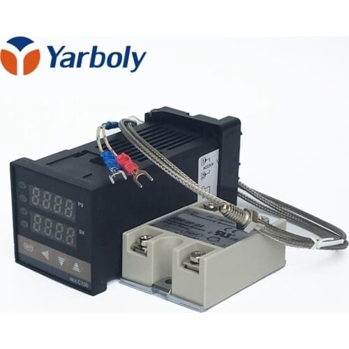Digital Temperature Controller Thermostat REX-C100 + Max 40A SSR Relay + K Thermocouple Probe