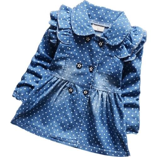 BibiCola Spring Autumn Baby Girls Coat Kids Lovely Denim Jacket Children Girl Cotton Lapel Outfits Little Girl Winter Coat
