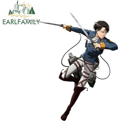EARLFAMILY 13cm x 11.1cm for Attack on Titan Levi Ackerman Car Stickers and Decals Vinyl JDM ATV RV Auto Car Body Wrap