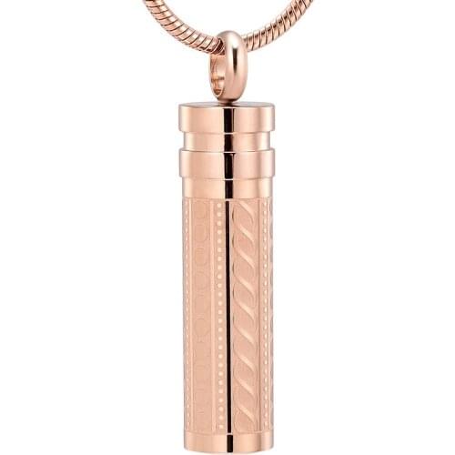 IJD11942 Stainless Steel Cylinder Cremation Jewelry Keepsake Pendant for Ashes Urn Memorial Necklace Gift