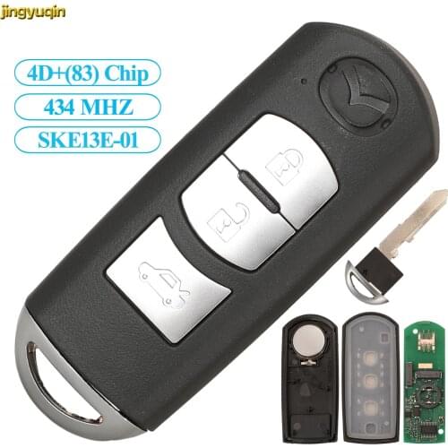 Jingyuqin Remote Car Key Fob Control 4D+(83) 434MHZ For Mazda 3 6 Axela Atenza CX3 CX5 CX4 MX5 CX-7 2014-2017 SKE13E-01 3BTNS