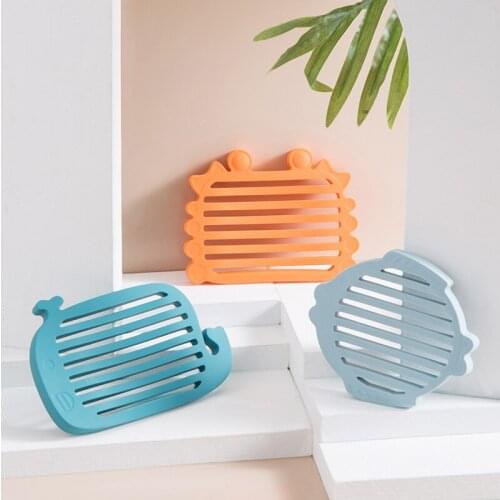 Creative silicone soap pad bathroom hollow drain soap box sink soap storage rack
