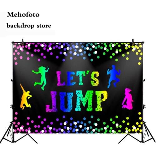 Mehofoto Lets jump birthday sign Photo Background Bounce house party welcome banner Jump and play poster Trampoline Backdrop 267
