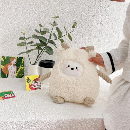 Cute Fashion Sheep Plush Backpack Kawaii Cartoon Animal Portable Soft Stuffed Doll Crossbody Shoulder Bag Toy Birthday Girl Gift