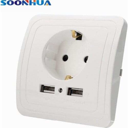 SOONHUA LED Indicator Light Multifunction Wall Charger 5V 2A Dual USB Port AdapterWith EU Plug Outlet For iPhone Samsung Xiaomi
