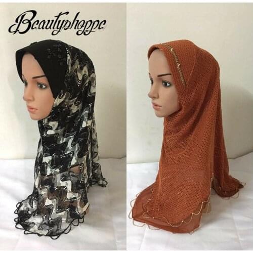 Muslim breathable hejab scarf malaysia lace hijab femme musulman headscarf islamic head scarves full cover caps