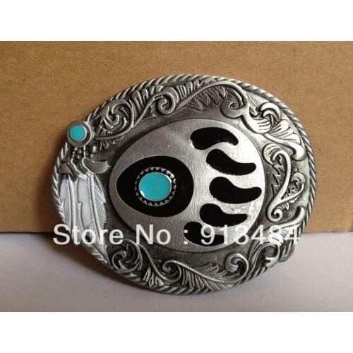 Pewter western belt buckle JF-B011 suitable for 4cm wideth belt with continous stock