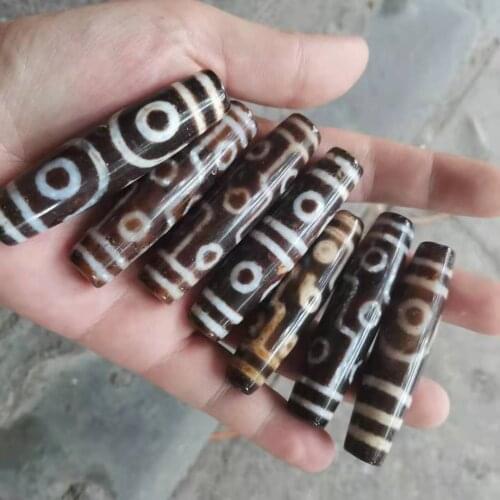 1pcs Wholesale Natural Agate Dzi Bead Sweater Chain Necklace Bracelet Jewelry DIY Material Horse Eye Totems Tibetan Accessories