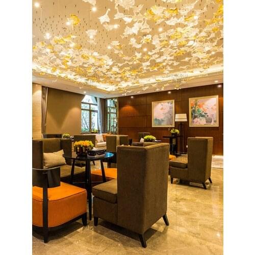 Sales Department Sand Table Chandelier Villa Staircase Maple Leaf Glass Lighting Elevator Creative Lamp Hotel Lobby Engineering