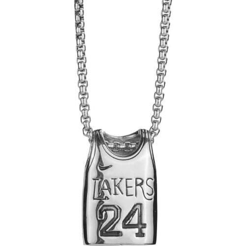 Stainless Steel Basketball Match Sportswear Number 24 Pendant Necklace Sports Garment Men Jewelry For Him with Chain