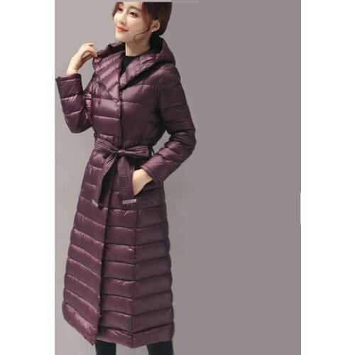 Winter Warm Women Coat Female White Duck Down Jacket Fur Collar Hooded Parkas Slim Thin Womens Jackets Inverno WXF291 's s