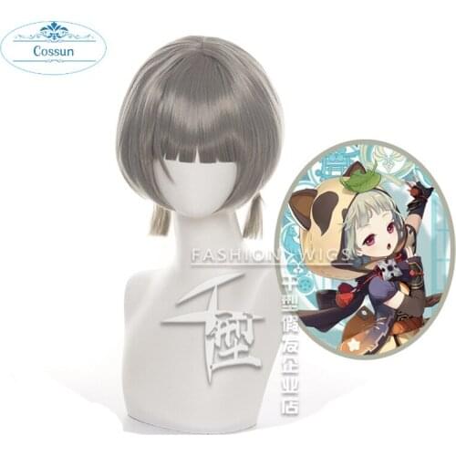 Game Genshin Impact Sayu Wig Women Girl Cosplay Ponytail Short Hair Heat Resistant Synthetic Halloween Props
