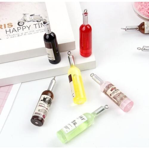 2020 10pcs Flatback Resin Wine Bottle Colorful Scrapbook Embellishments For Necklace Bracelet DIY Jewelry Making