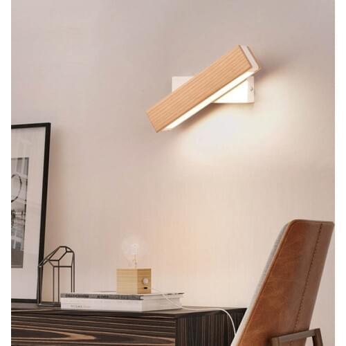 Nordic Simple Wooden LED Wall Lamp Modern Adjustable Lighting Bar Restaurant Living Room Porch Wall Lamps Corridor Decor Art