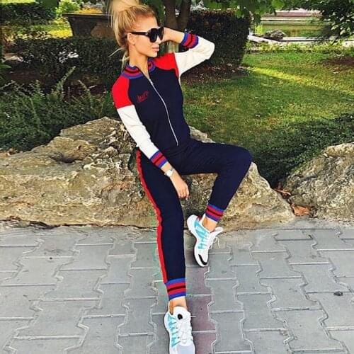 Two Piece Set Matching Tracksuit Women Top Pants Sportswear Joggers Track Suit Lounge Wear Clothing Pink Letters Outfits 2PC PCS