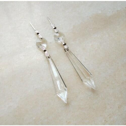 10pcs/lot 63mm Icicle Drop+Butterfly pins+octagonal Beads Chandelier crystal pendant Glass Hanging Pendant For Lamp Decoration