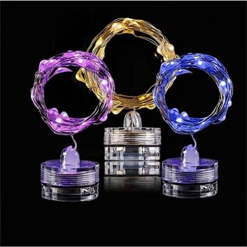 10pcs LED String Light Underwater Lamp 1m 2m LED Button Battery Holder Candle Copper Wire String Lights Plum shaped Waterproof