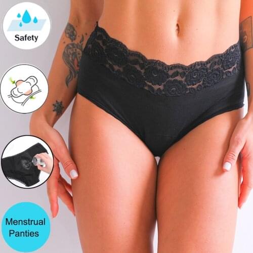 Period Panties Culotte Menstruelle High Waist Menstrual Panties Leak Proof Panties Women Underwear Lace Bragas Menstruales