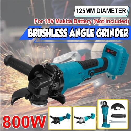 125mm 800W Electric Angle Grinder Machine Brushless Cordless Impact Angle Grinder Polisher DIY Power Tool For 18V Makita Battery