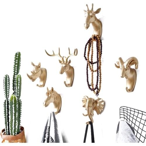 Hanger Keys Creative American Hanging Hook Holder Wall Home Strong Seamless Sticking Hook Decorative Hook Creative Animal Hooks