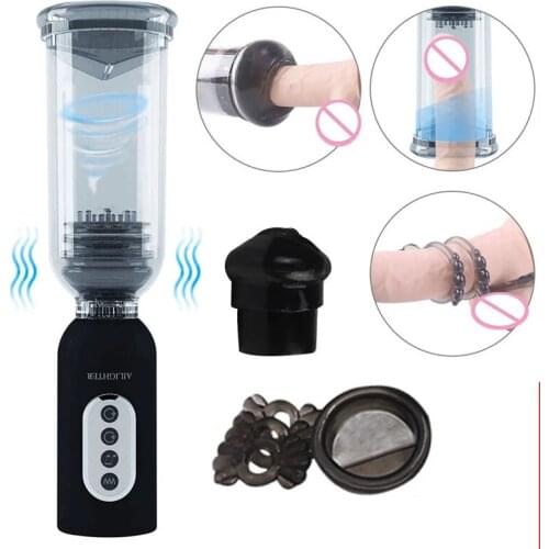Water Bath Penis Enlargement Pump Male Masturbator Delay Lasting Trainer Vacuum Pump Penis Extender With Spa Sex Toys for Men 18
