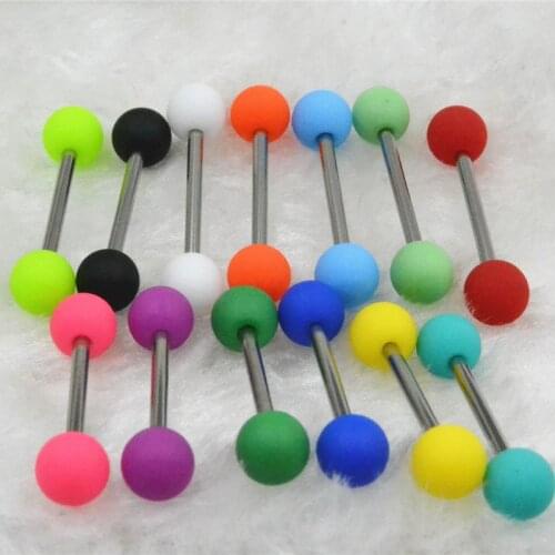 50pcs Body Jewelry Tongue/ Nipple Shield Ring Barbells Straight Bar 14G New Resin Colorful Balls Body Piercing Jewelry