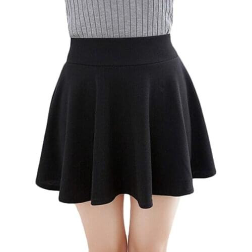 Womens Basic Flared Mini Skirt 6 Sizes Versatile Stretchy Casual Short Skirt for Summer Daily in Solid TT@88