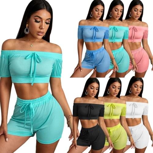Echoine 2020 summer Women solid color strapless crop tops shorts jogger suit sport two piece set matching set tracksuit outfits