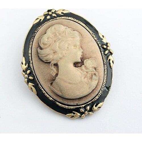 1Piece Vintage Cameo Elegant Brooch Womens Queen Head Portrait Brooch For Antique Wedding Jewelry