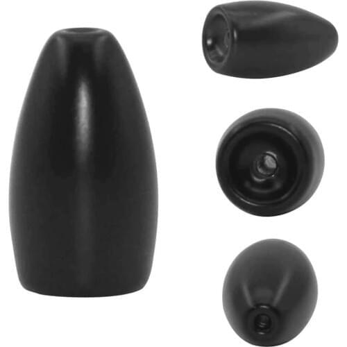 15Pcs/lot Black Pure Tungsten sinker Bullet casting sinkers Fishing weights Tungsten jigs fishing rigs accessories