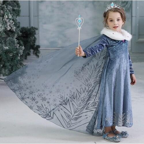 Girls 2 Dress Cosplay Princess Costume Kids Long Sleeve Dresses For Children Halloween Carnival Vestidos Disfraz Robe
