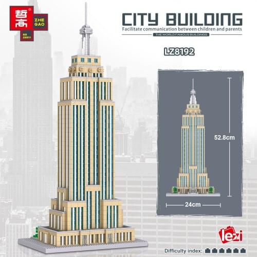 3819PCS+ Empire State Building Assembly Bricks Model Famous City Building Blocks Diamond Micro Toys For Kid Christmas Gift 8192