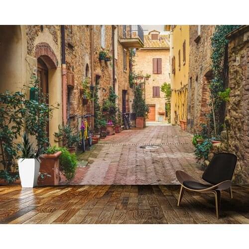 Street retro buildings in European town 3d wallpaper,living room tv wall bedroom wall papers home decor bar restaurant mural