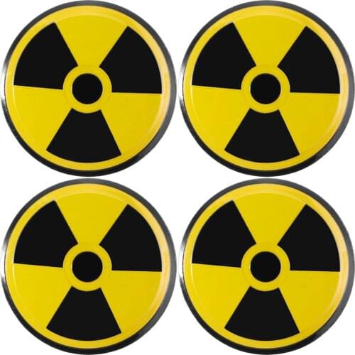4pcs 5.5cm Nuclear Radiation Logo Car Tyre Wheel Center Hub Cap Emblem Decal Badge Symbol Sticker Creative Patterns Cap Sticker