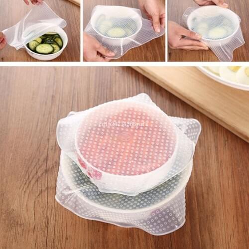 50Sets Silicone Food Wraps Food grade Keeping Food Fresh Wrap Reusable high stretch Wraps Seal Vacuum bowl Cover Stretch Lid