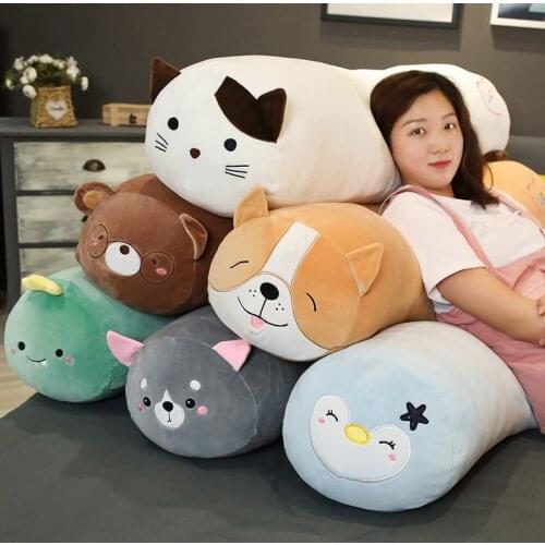 65cm-120cm Plush Penguin Dinosaur Dog Bear Cat Toy Doll Boyfriend Giant Long Pillow Big Cushion Stuffed Doll Girls Bolster Gifts