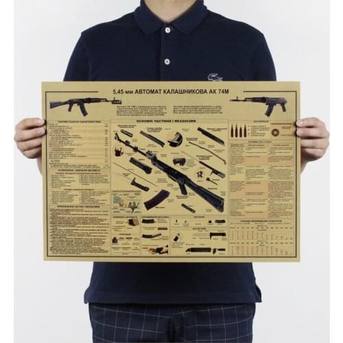 AK 74M / Famous Weapon design chart /gun/kraft paper/bar poster/Retro Poster/decorative painting 51x35.5cm
