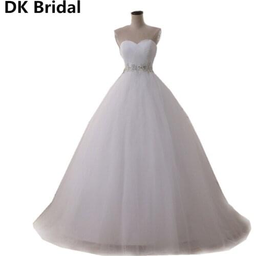 Beading Sashes Wedding Dresses Vestidos de novia Sweetheart Sweep Train Lace Applique Corset Wedding Dress Gowns Robe De Mariage