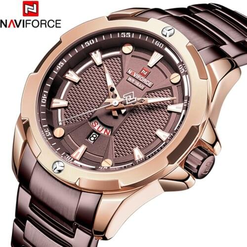 2021 NAVIFORCE Top Brand Luxury Quartz Wrist Watch For Men Fashion Business Waterproof Stainless Steel Calendar Male Clock Watch