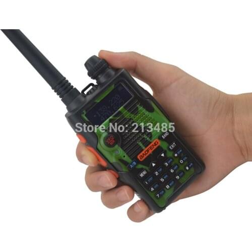 Color Camouflage BF-E500S 136-174MHz&UHF400-520MHz Dual Band 5W/1W 128CH FM 65-108MHz with Free Earphone Portable Two-way Radio