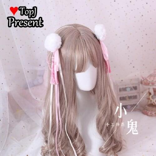 Lolita long ribbon hair ornament ancient costume fresh Hanfu hairtassel hair ball antique girl two dimensional hairpin accessory