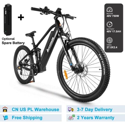 27.5inch 8 Speed MTB Bike 48V 750W 17.5Ah Electric Mountain Bike Battery Bafang Mid Drive Motor Electric Bicycle EU US NO TAX