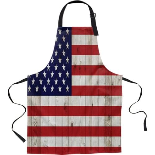 American Flag Wooden Planks Wood Grain Aprons for Women Men Kid Cooking Baking Apron Kitchen Utility Equipment Accessories
