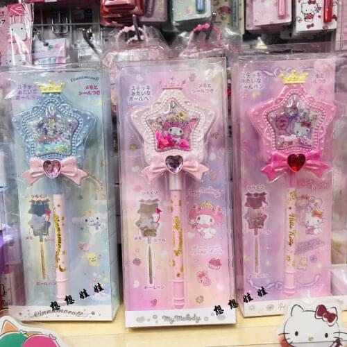 HobbiesAction Figures Fantasy Mymelody Cinnamorol Fantasy Magic Wand Star Ballpoint Pen with Sticker Notes Toy for Children Gift